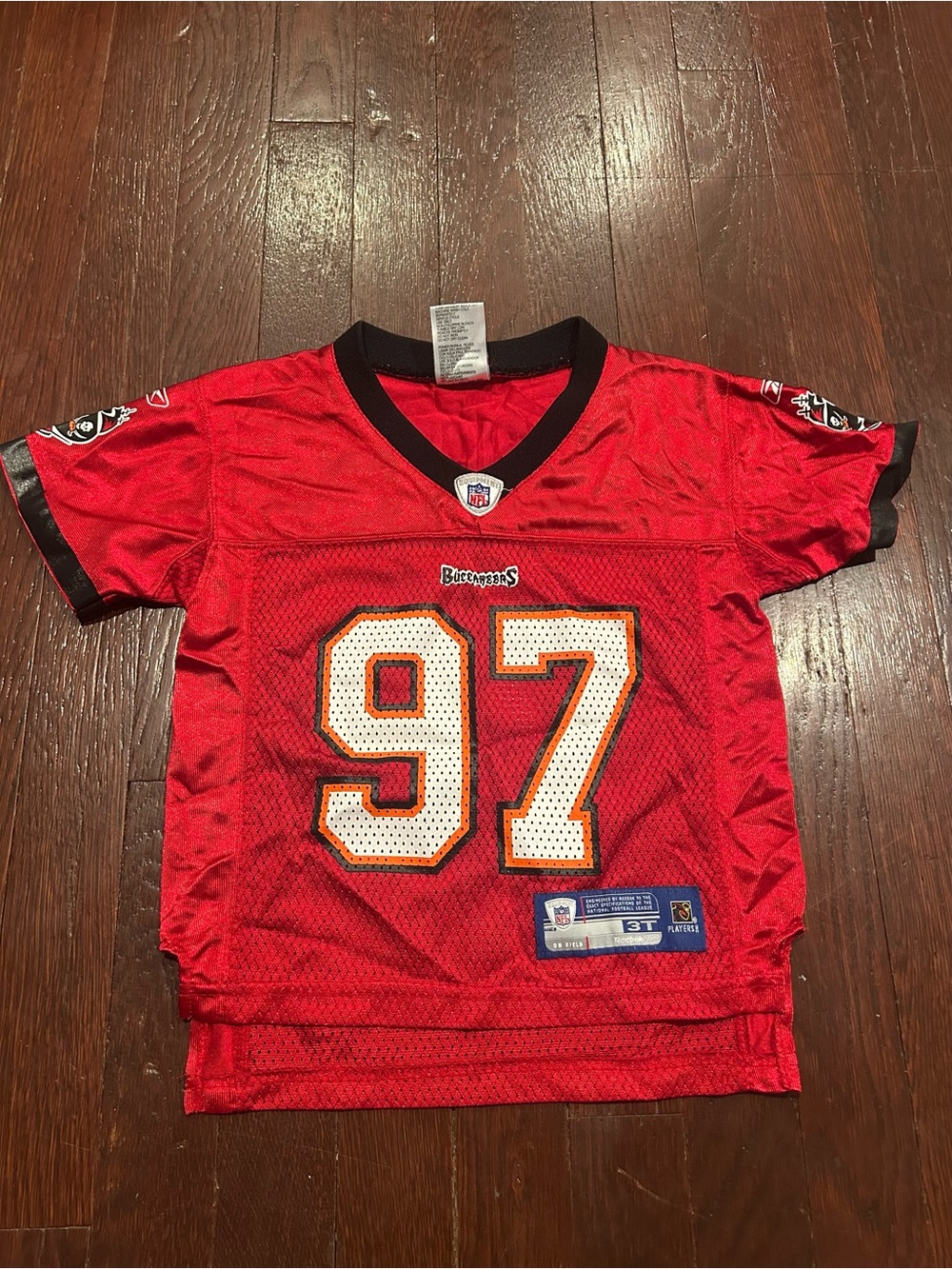 Reebok Red Kids Football Jersey with #97 and Black Trim